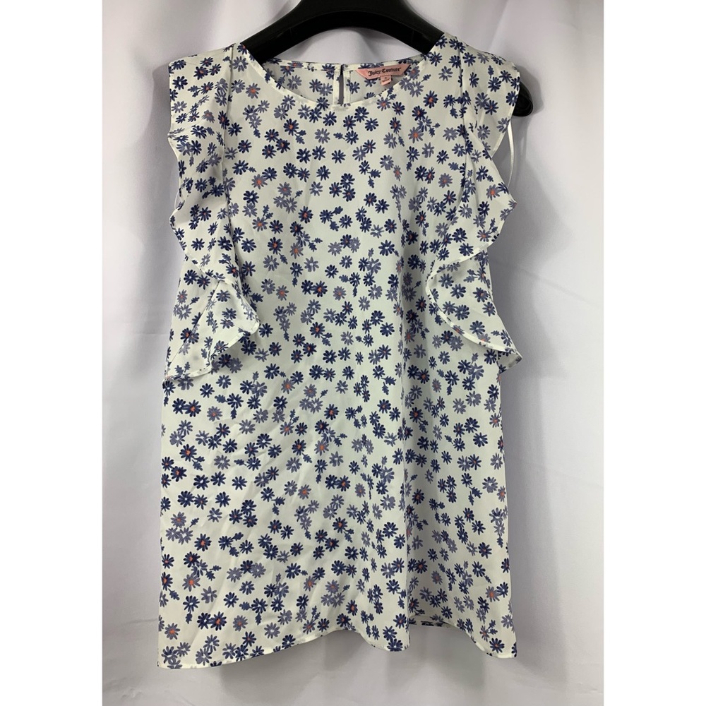NEW JUICY COUTURE Floral Ruffle Cap Sleeve Blouse